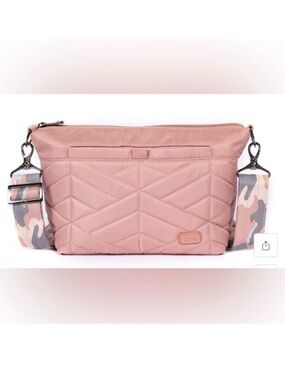 NWOT Lug Flare Quilted Pink Crossbody Bag with Camo Strap
